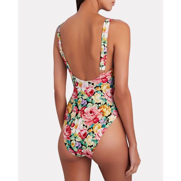 WeWoreWhat Ruched Floral Ruched One-Piece Swimsuit Multicolor Women's Size XS - Picture 2 of 5